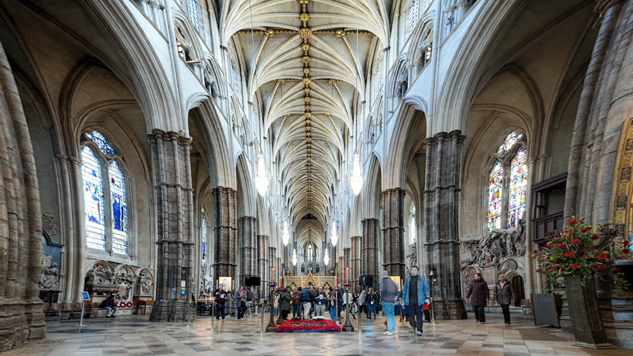 The vaulted interior of Westminster Abbey